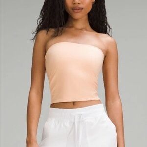 Lululemon NWT Wundermost Ultra Soft Nulu Tube Top Peach Bellini Size Medium